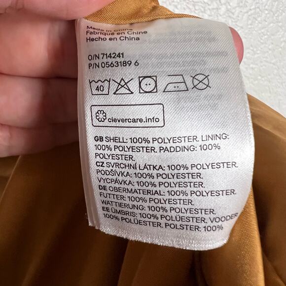 H&M Padded Camel Tan Hooded Puffer Jacket Size 8 - Picture 6 of 7